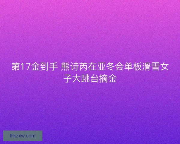 第17金到手 熊诗芮在亚冬会单板滑雪女子大跳台摘金